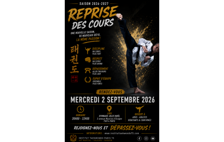 Reprise des Cours - Saison 2026-2027